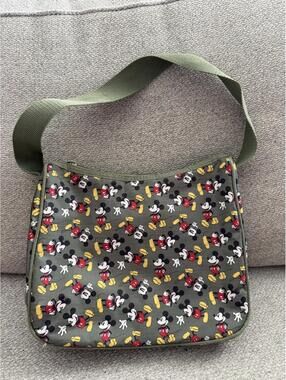 Disney Mickey Mouse All-Over Print Shoulder Bag in Olive Green